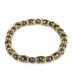 Collier VERNEY En Or Jaune, Perles Grises De Tahiti, émail Et Diamants