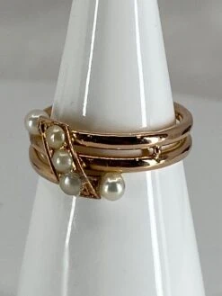Bague En Or 18 Carats à Double Anneaux Tubulaires Sertis De 5 Perles, Vers 1900 -Castafiore Boutique mc HYfc15ADVk