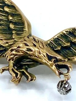 Broche En Or 18 Carats : Aigle Tenant Un Diamant Dans Son Bec, Vers 1880 -Castafiore Boutique mc I6w EcvQE