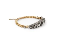 Bracelet Gourmette En Or Jaune, Argent Et Diamants -Castafiore Boutique mc J3kJQBno4