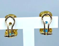 Paire De Boucles D’oreilles En Or Jaune Et Or Blanc 18 Carats En Topazes Cabochons -Castafiore Boutique mc M7OK7l4UM