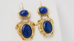 Boucles D'Oreilles Cabochon Lapis Lazuli Et Or Jaune -Castafiore Boutique mc O3uqayfM4