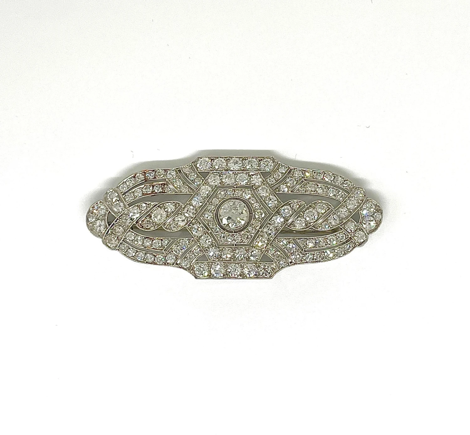 Broche Art Déco Platine Et 5,8 Carats De Diamants 4 Broche Art Déco Platine Et 5,8 Carats De Diamants – Image 4