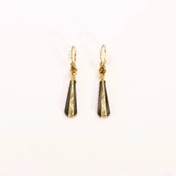 Boucles D'oreilles Dormeuses Pendantes En Onyx Et Or Jaune -Castafiore Boutique mc QkB8yysiA