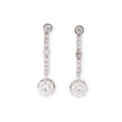 Boucles D'oreilles Art DécoPlatine Et Diamants