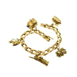 Bracelet Gourmette à Breloques En Or Jaune