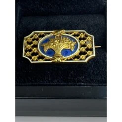Broche En Or 18 Carats : Panier Fleuri , émail Bleu Et Blanc.Napoléon III. -Castafiore Boutique mc kZLSps1fv