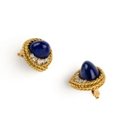 Boucles D'oreilles BOUCHERON En Or Jaune Et Lapis-lazuli
