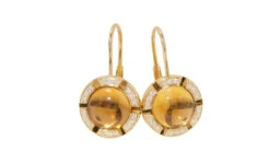 Boucles D'oreilles Dormeuses CHAUMET "Class One Croisière" En Or Jaune, Citrines Et Diamants