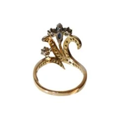 Bague Aigrette En Or Jaune, Or Blanc, Saphir Et Diamants -Castafiore Boutique mc pGQkE0kzE