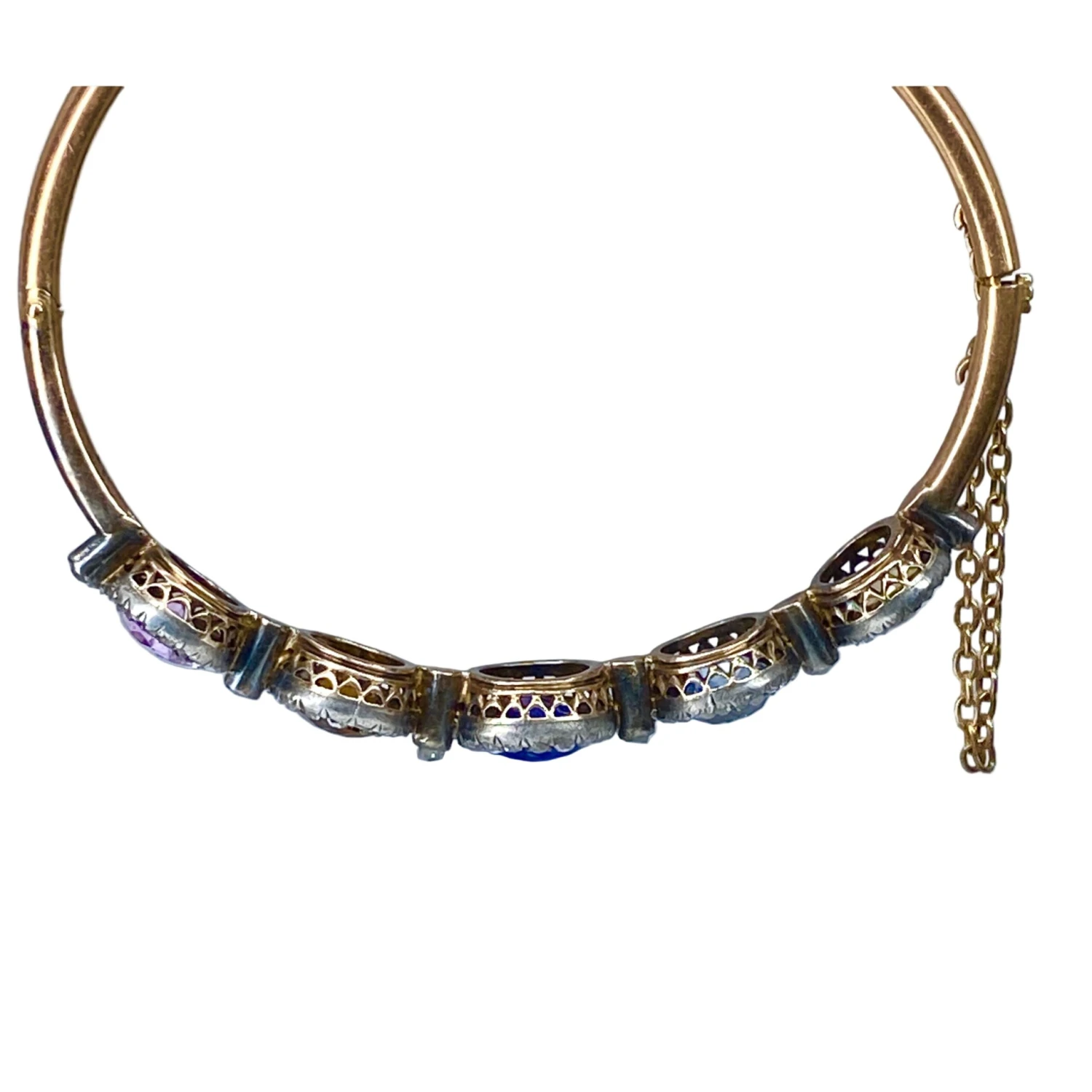 Bracelet Jonc En Or 18 Carats, Multipierres: Saphir,topazes,citrine. Epoque Napoléon III 5 Bracelet Jonc En Or 18 Carats, Multipierres: Saphir,topazes,citrine. Epoque Napoléon III – Image 5