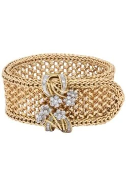 Bracelet Manchette Ceinture En Or Jaune Et Diamants
