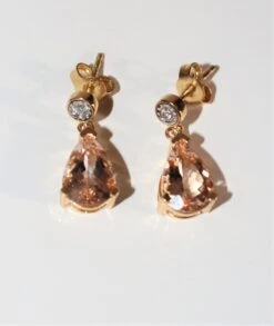 Paire De Boucles D'Oreilles Morganites Et Diamants -Castafiore Boutique mc xm87GFvwX
