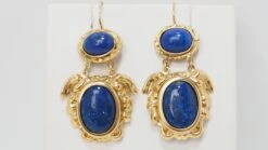 Boucles D'Oreilles Cabochon Lapis Lazuli Et Or Jaune -Castafiore Boutique mc yD8fddclz