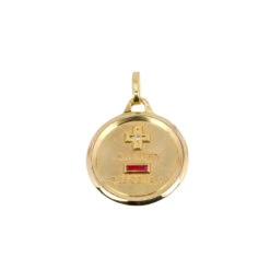 Médaille Amour Augis Ronde Plus Qu'hier Moins Que Demain Or Jaune Diamant Rubis