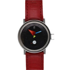 Montre ALAIN SILBERSTEIN "Bodoni" En Acier Et Cuir