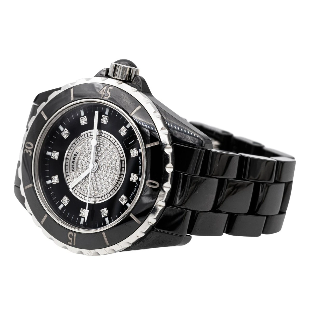 Montre Automatique CHANEL "J12" En Céramique Noire Et Diamants 5 Montre Automatique CHANEL "J12" En Céramique Noire Et Diamants – Image 5