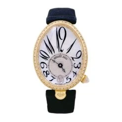 Miller Montre BREGUET "Reine De Naples" En Or Rose, Diamants, Nacre Et Satin
