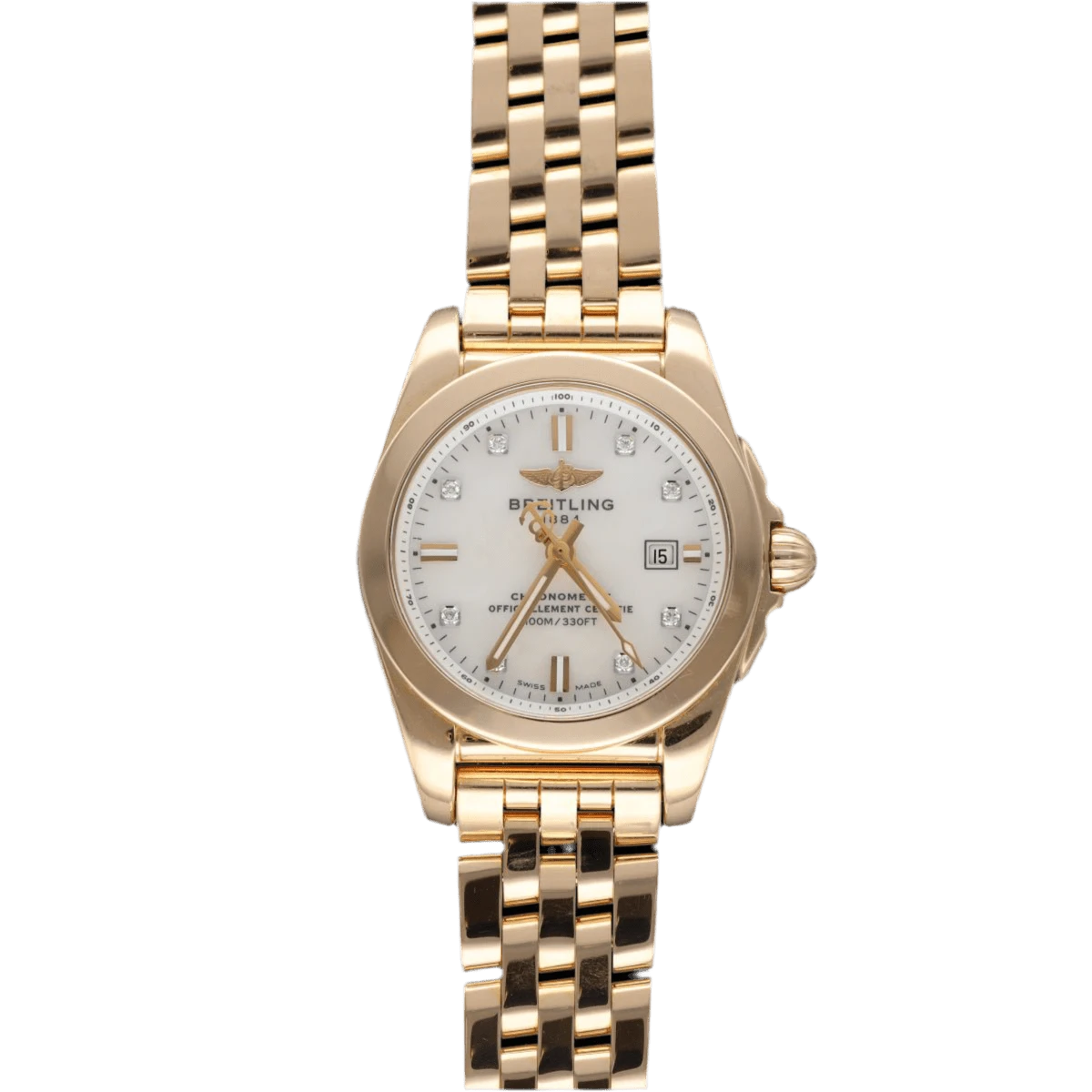 Montre BREITLING "Lady Galactic" En Or Rose, Nacre, Quartz Et Diamant 1 Montre BREITLING "Lady Galactic" En Or Rose, Nacre, Quartz Et Diamant