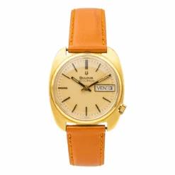 Montre BULOVA "Accutron" En Or Jaune, Cuir Et Quartz