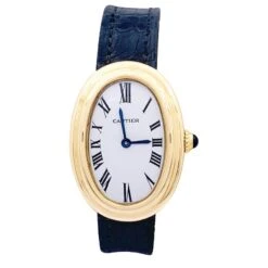 Miller Montre CARTIER "Baignoire" En Or Jaune, Or Rose, Acier Et Cuir
