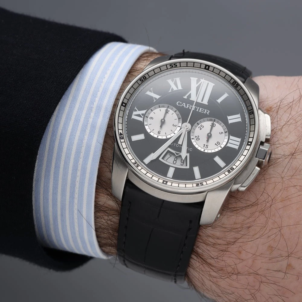 Montre CARTIER "Calibre Chronographe" En Acier 2 Montre CARTIER "Calibre Chronographe" En Acier – Image 2