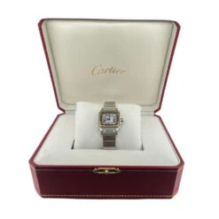 Montre CARTIER "Santos" En Or Jaune, Acier Et Saphir -Castafiore Boutique montre cartier santos en or jaune et acier 416620