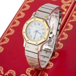 Montre CARTIER "Santos Octagonale" En Or Jaune Et Acier -Castafiore Boutique montre cartier santos octagonale en or jaune et acier 923719