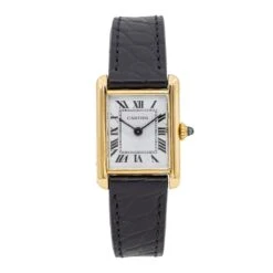 Montre CARTIER "Tank Louis Cartier PM" En Or Jaune Et Cuir