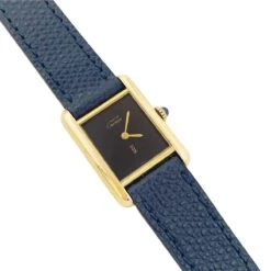Miller Montre CARTIER "Tank Must" En Argent Et Cuir -Castafiore Boutique montre cartier tank must argent plaque or cadran laque noir 173378