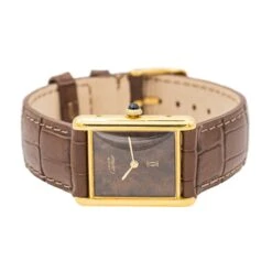 Montre CARTIER "Tank Must" En Argent, Cuir Et Vermeil -Castafiore Boutique montre cartier tank must en argent cuir et vermeil 191595
