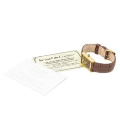 Montre CARTIER "Tank Must" En Argent, Cuir Et Vermeil -Castafiore Boutique montre cartier tank must en argent cuir et vermeil 733529