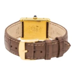 Montre CARTIER "Tank Must" En Argent, Cuir Et Vermeil -Castafiore Boutique montre cartier tank must en argent cuir et vermeil 935573