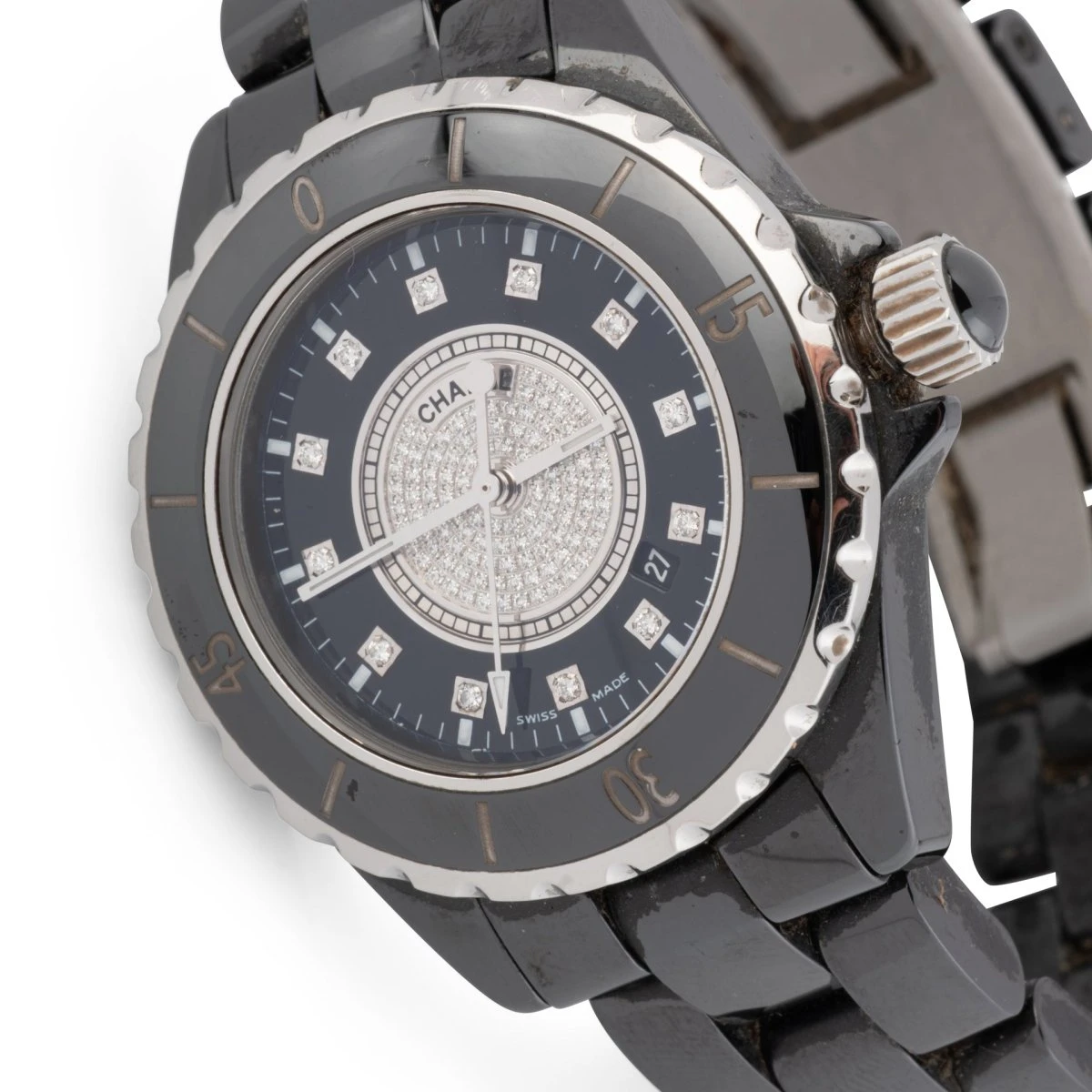 Montre CHANEL "J12 Chrono" En Céramique Et Diamants 3 Montre CHANEL "J12 Chrono" En Céramique Et Diamants – Image 3