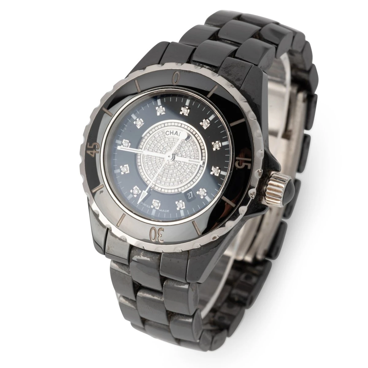 Montre CHANEL "J12 Chrono" En Céramique Et Diamants 6 Montre CHANEL "J12 Chrono" En Céramique Et Diamants – Image 6