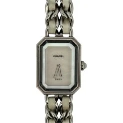 Montre CHANEL, "Première" En Acier, Cuir Blanc Et Nacre