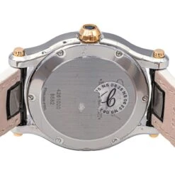 Montre CHOPARD "Happy Sport" En Or Rose, Acier, Saphir, Cuir Et Diamants -Castafiore Boutique montre chopard happy sport en or rose acier saphir cuir et diamants 637526