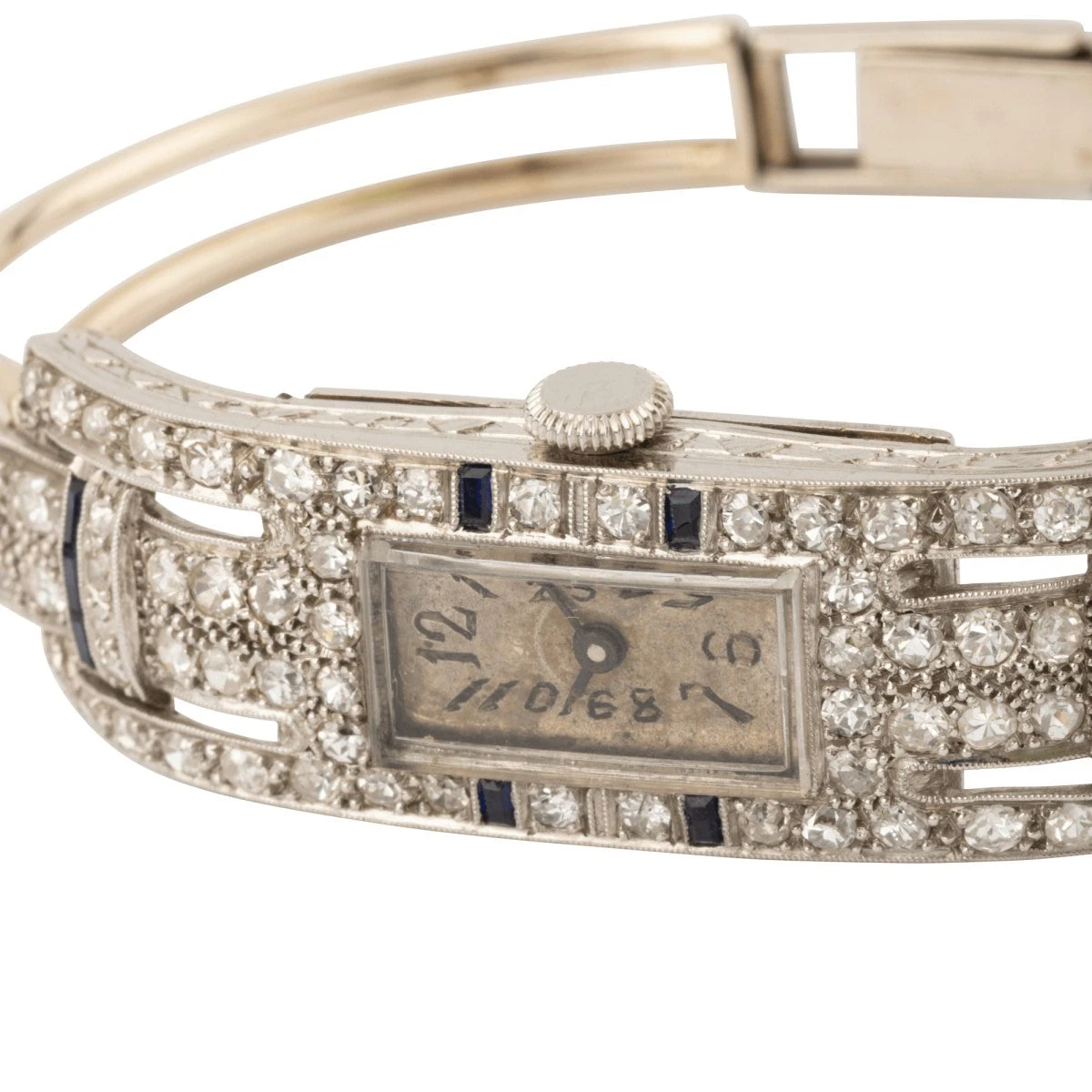 Montre De Dame Fine En Or Blanc, Platine, Brillants Et Onyx 4 Montre De Dame Fine En Or Blanc, Platine, Brillants Et Onyx – Image 4