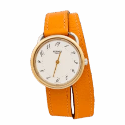 Miller Montre HERMÈS "Arceau" En Acier, Plaqué Or Et Cuir