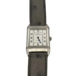 Montre JAEGER-LECOULTRE "Reverso" En Acier Et Cuir D'autruche