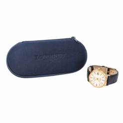 Montre LONGINES "Admiral" En Or Jaune, Argent Et Cuir -Castafiore Boutique montre longines admiral en or jaune argent et cuir 101164