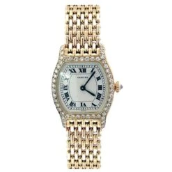 Montre Mécanique CARTIER "Tortue" En Or Jaune Et Diamants
