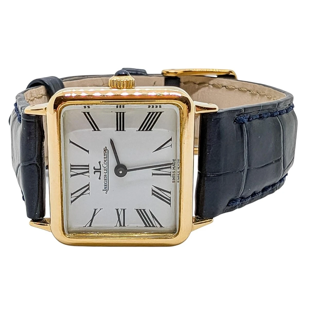 Montre Mécanique JAEGER LE COULTRE En Or Jaune, Cuir Et Saphir 2 Montre Mécanique JAEGER LE COULTRE En Or Jaune, Cuir Et Saphir – Image 2