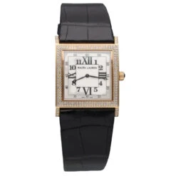 Montre RALPH LAUREN "Collection 867" En Or Rose, Cuir Et Diamants