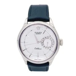 Miller Montre Rolex, "Cellini Date", Or Blanc Et Cuir