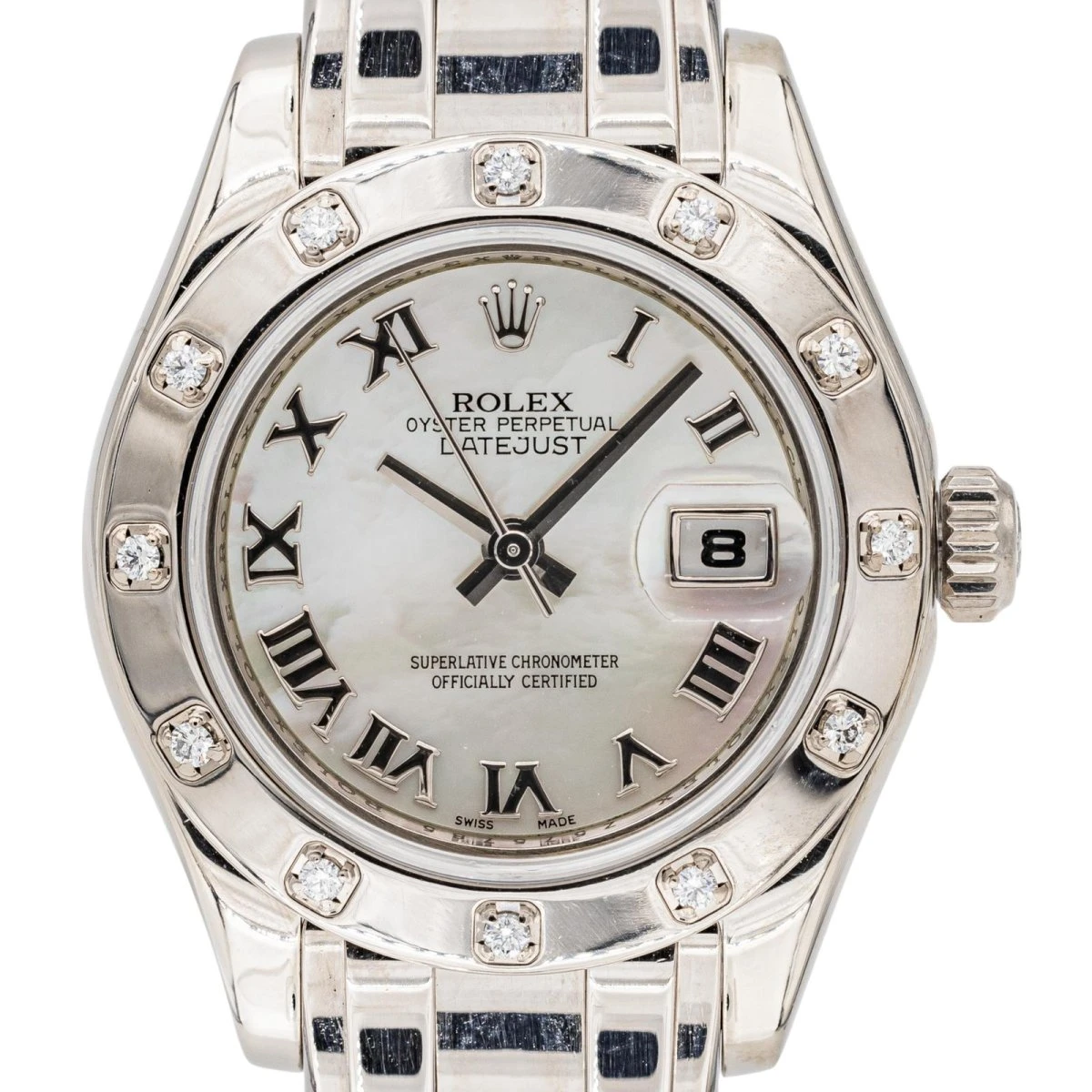 Montre ROLEX "Datejust Pearlmaster" En Or Blanc, Nacre, Saphir Et Diamants 3 Montre ROLEX "Datejust Pearlmaster" En Or Blanc, Nacre, Saphir Et Diamants – Image 3