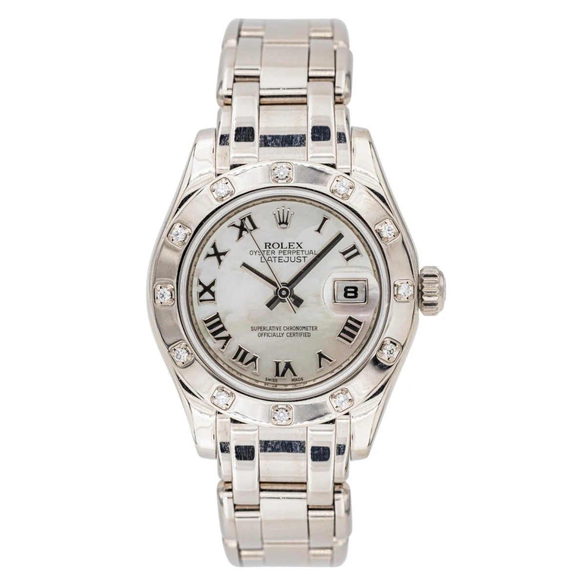 Montre ROLEX "Datejust Pearlmaster" En Or Blanc, Nacre, Saphir Et Diamants 1 Montre ROLEX "Datejust Pearlmaster" En Or Blanc, Nacre, Saphir Et Diamants