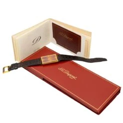 Montre S.T. DUPONT En Plaqué Or Et Cuir -Castafiore Boutique montre saint dupont en plaque or 613987