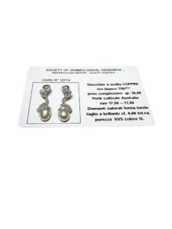 Boucles D'oreilles En Or 18 Carats Avec Diamants Naturels Et Perles, Marquées Coppini. -Castafiore Boutique orecchini oro 18 kt con diamanti naturali e perle scritta coppini 684686