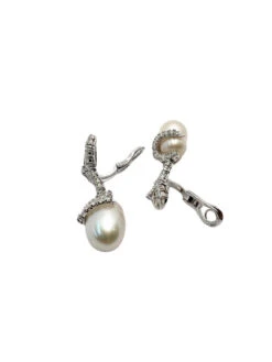 Boucles D'oreilles En Or 18 Carats Avec Diamants Naturels Et Perles, Marquées Coppini. -Castafiore Boutique orecchini oro 18 kt con diamanti naturali e perle scritta coppini 844933